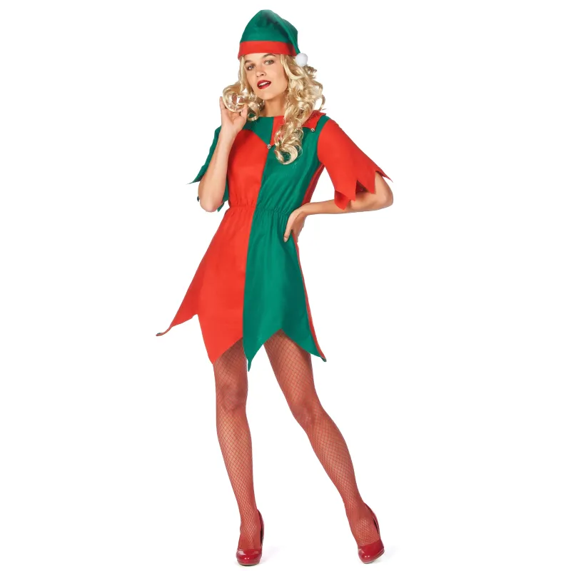 Déguisement elfe bicolore femme Noël