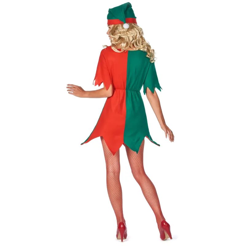 Déguisement elfe bicolore femme Noël