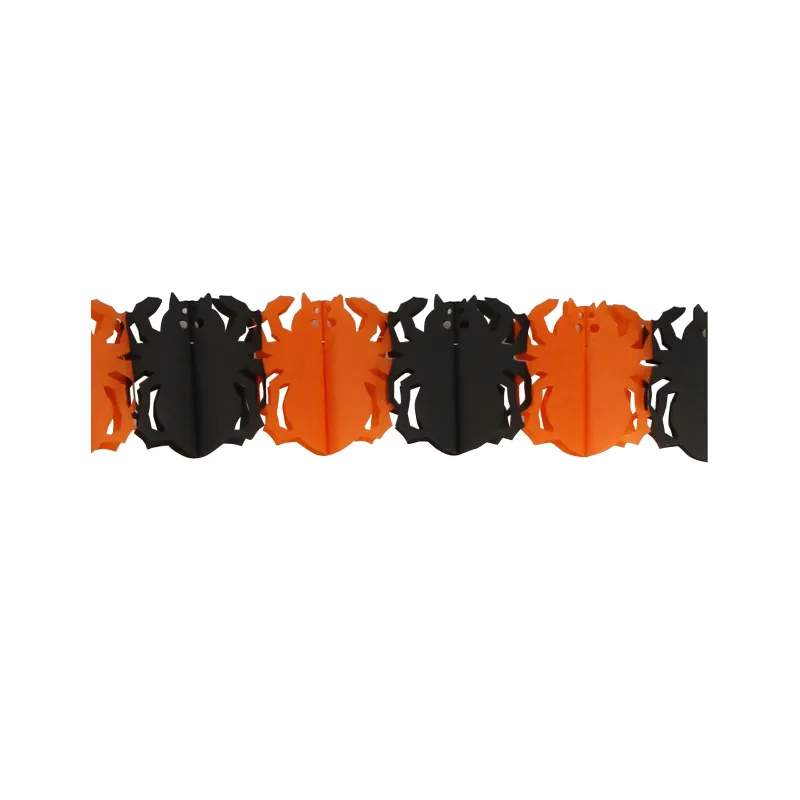 Guirlande en papier araignées oranges et noires Halloween 3m