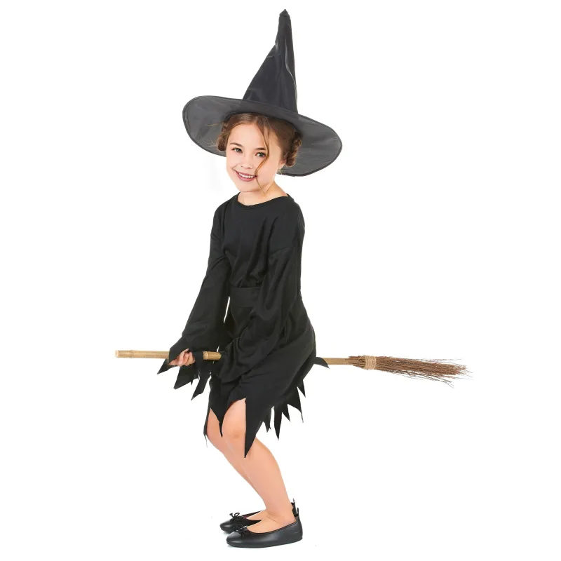 Déguisement noir de sorcière fille Halloween
