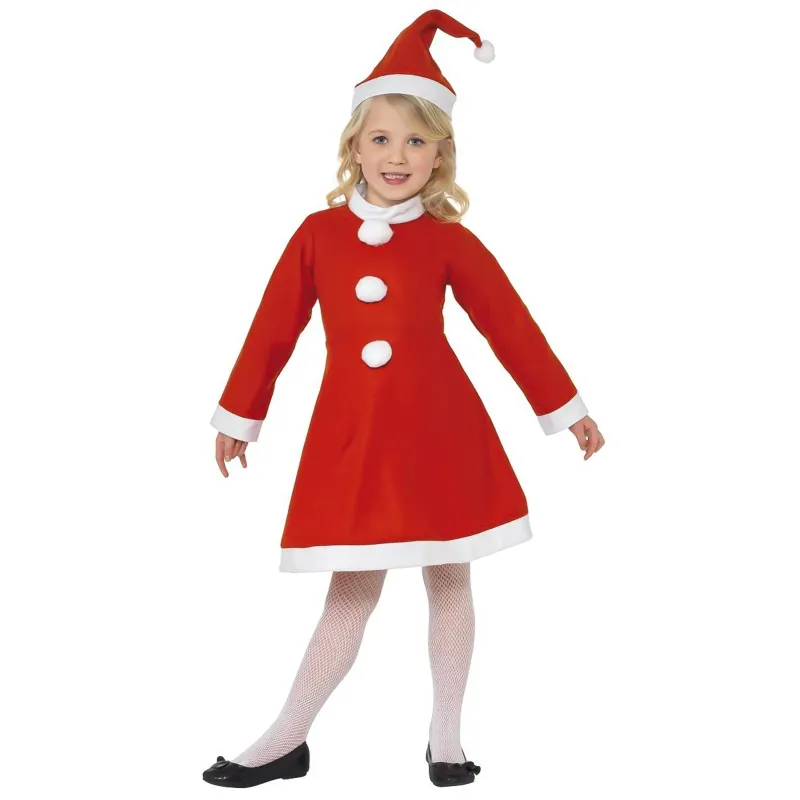 Déguisement Mère Noël robe pompons fille