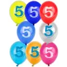 8 Ballons chiffre 5 multicolores 30 cm