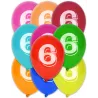 10 Ballons chiffre 6 multicolores 30 cm