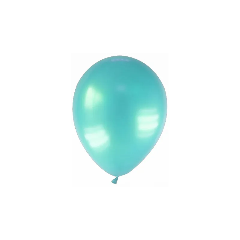 12 Ballons métallisés bleu vert 28 cm