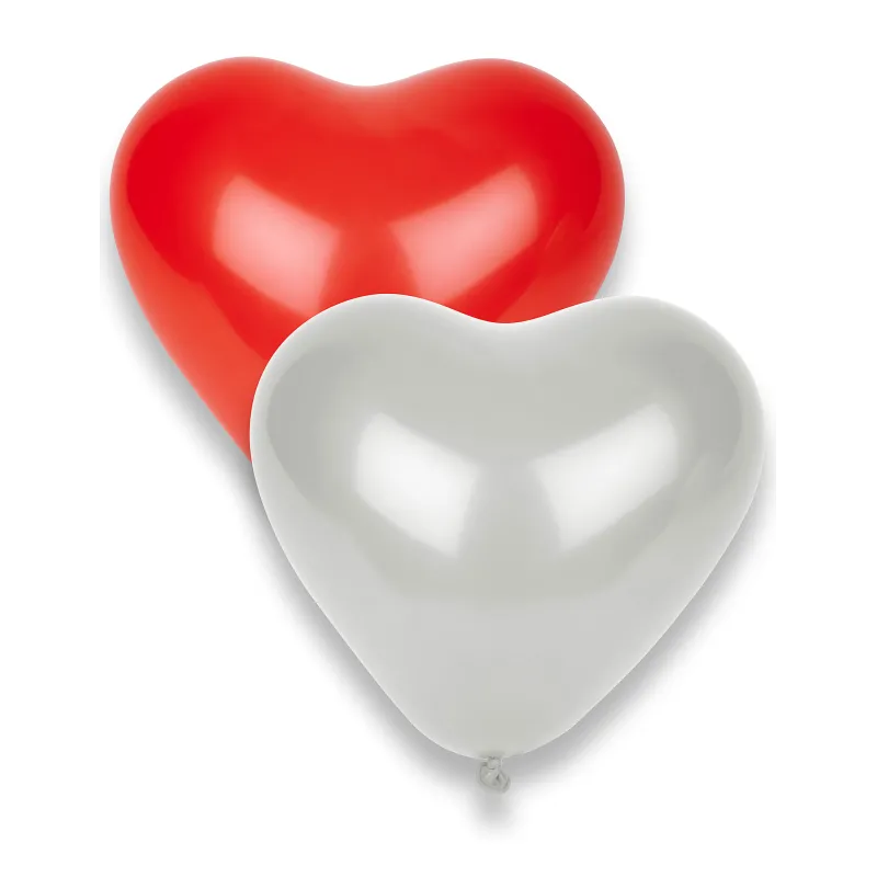 8 Ballons en latex c?urs rouges et blancs 36 cm