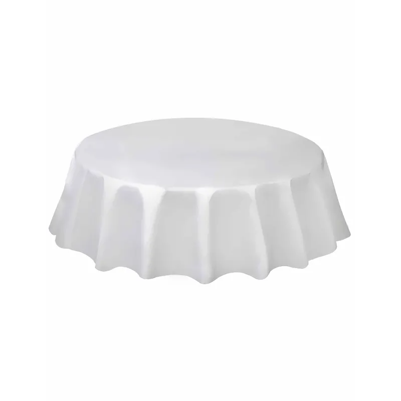 Nappe ronde en plastique blanche 213 cm