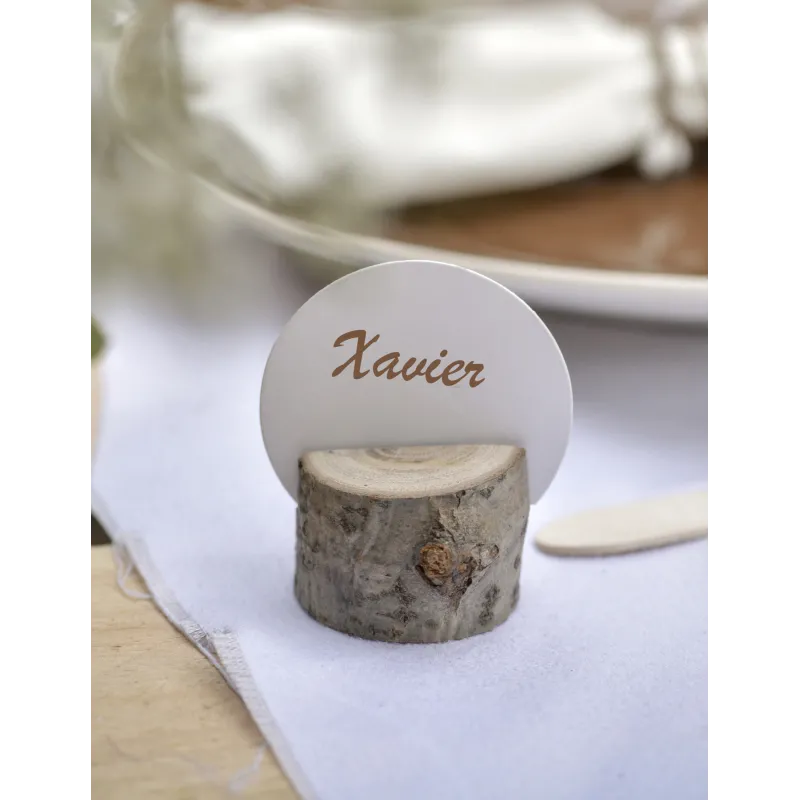 10 Marque-places ronds en carton blancs 4