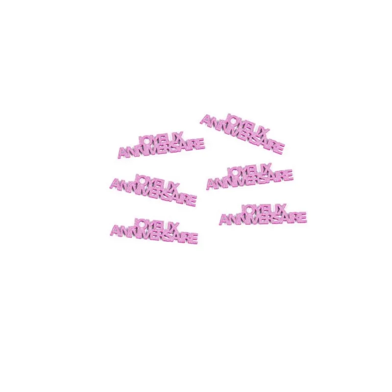 Confettis de table Joyeux anniversaire fuchsia 15 g