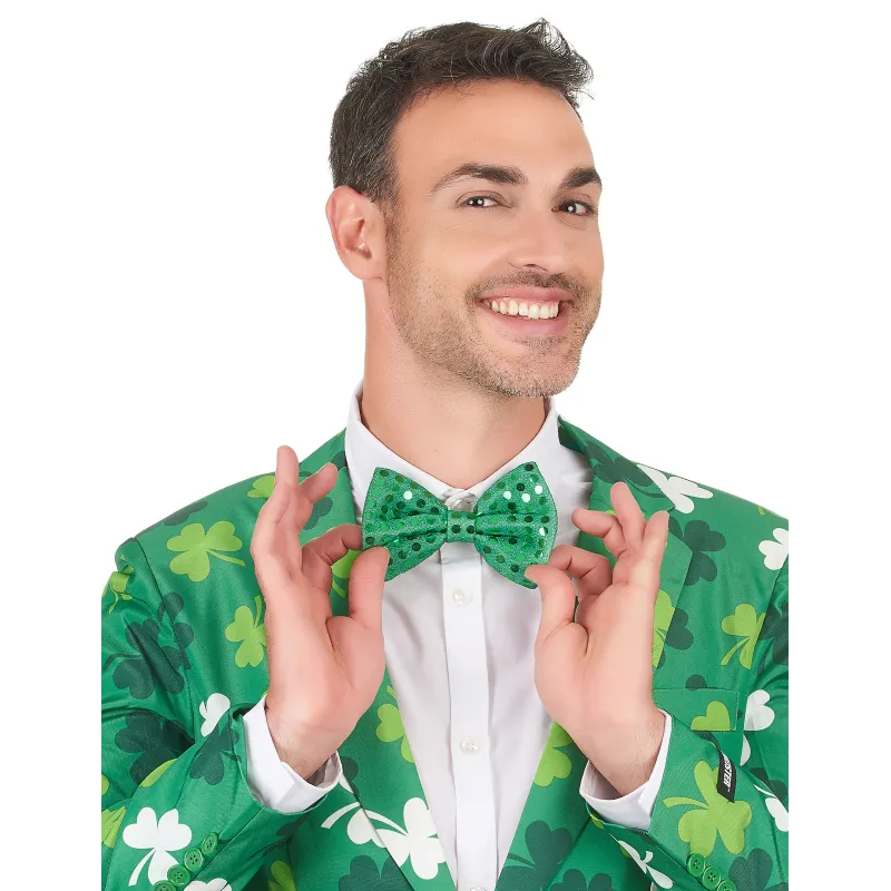 Noeud papillon vert sequins adulte