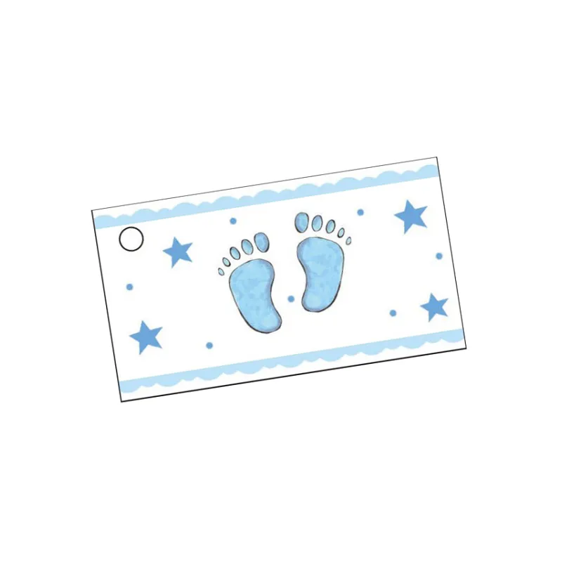 10 Étiquettes en papier pieds bleus 9 x 2