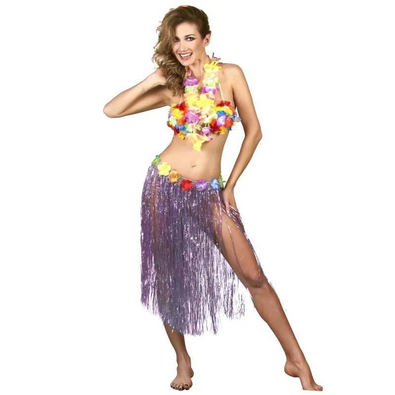 Jupe hawaïenne longue violette adulte