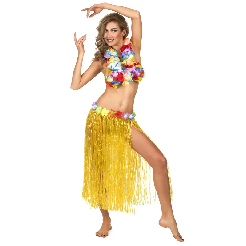 Jupe hawaïenne longue jaune adulte