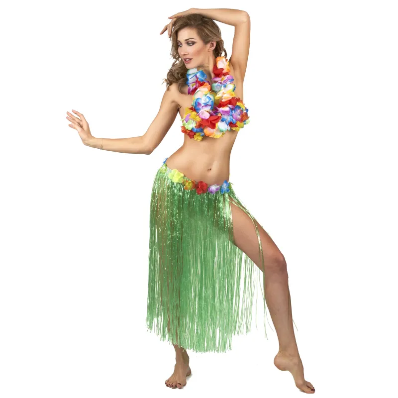 Jupe hawaïenne longue verte adulte