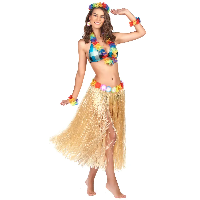 Jupe hawaïenne longue naturelle adulte