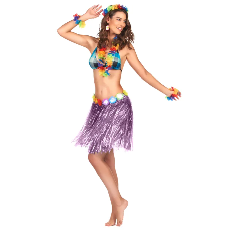 Jupe hawaïenne courte violette adulte