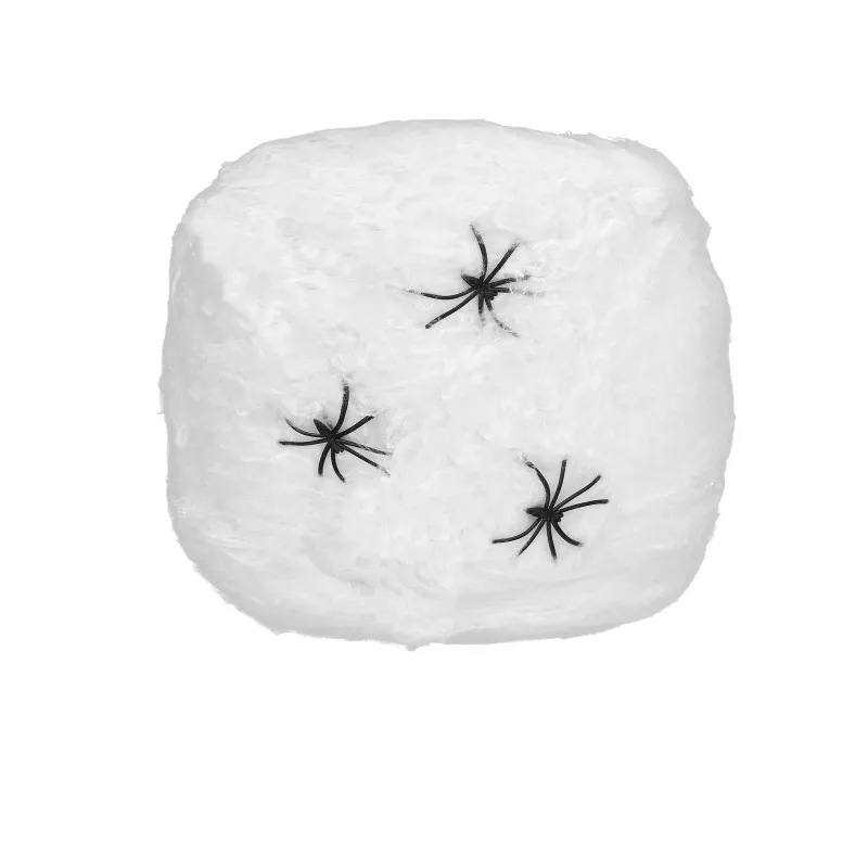 Décoration toile d'araignée blanche avec araignées 20 g Halloween