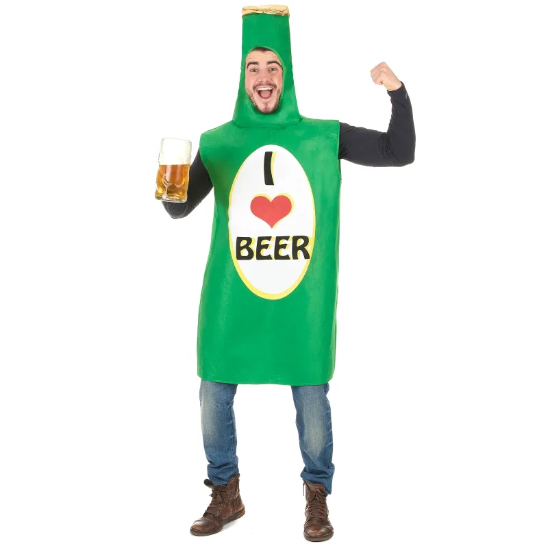 Déguisement bouteille de bière verte adulte