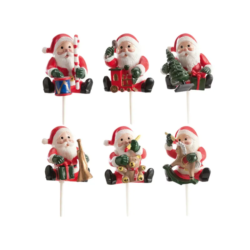 6 Décorations de Noël sur pic Père Noël