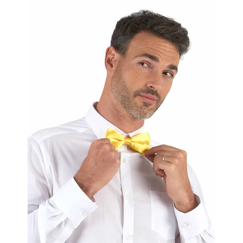 Noeud papillon jaune satiné adulte