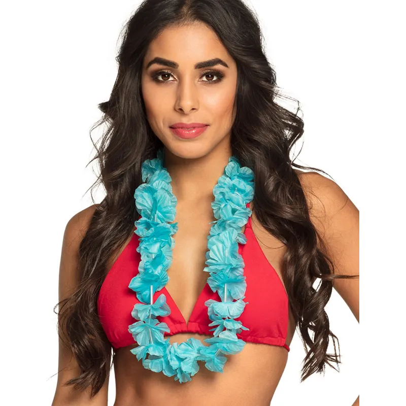 Collier Hawaï turquoise femme