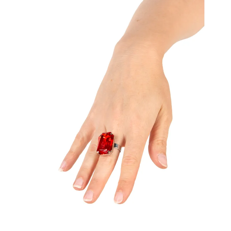 Bague pierre rouge femme Halloween