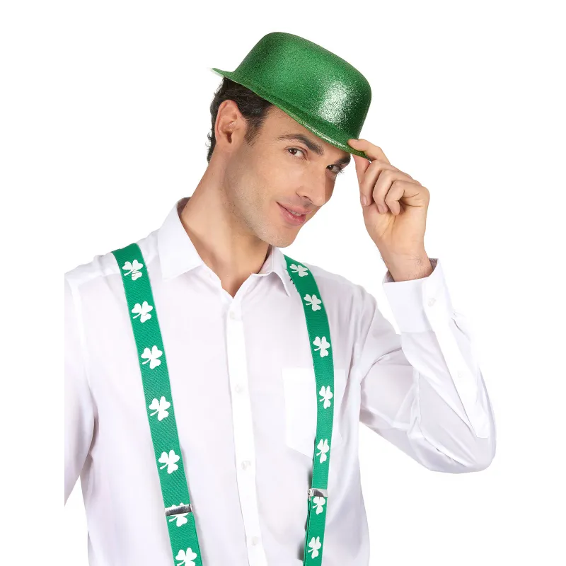 Chapeau melon vert pailleté adulte Saint Patrick