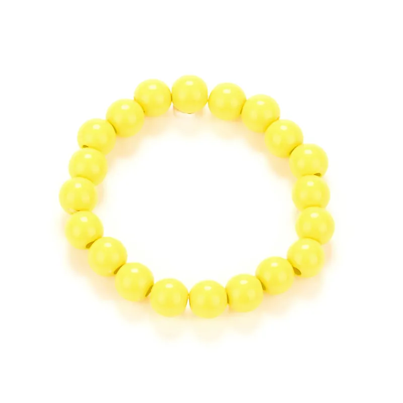 Bracelet perles jaune adulte