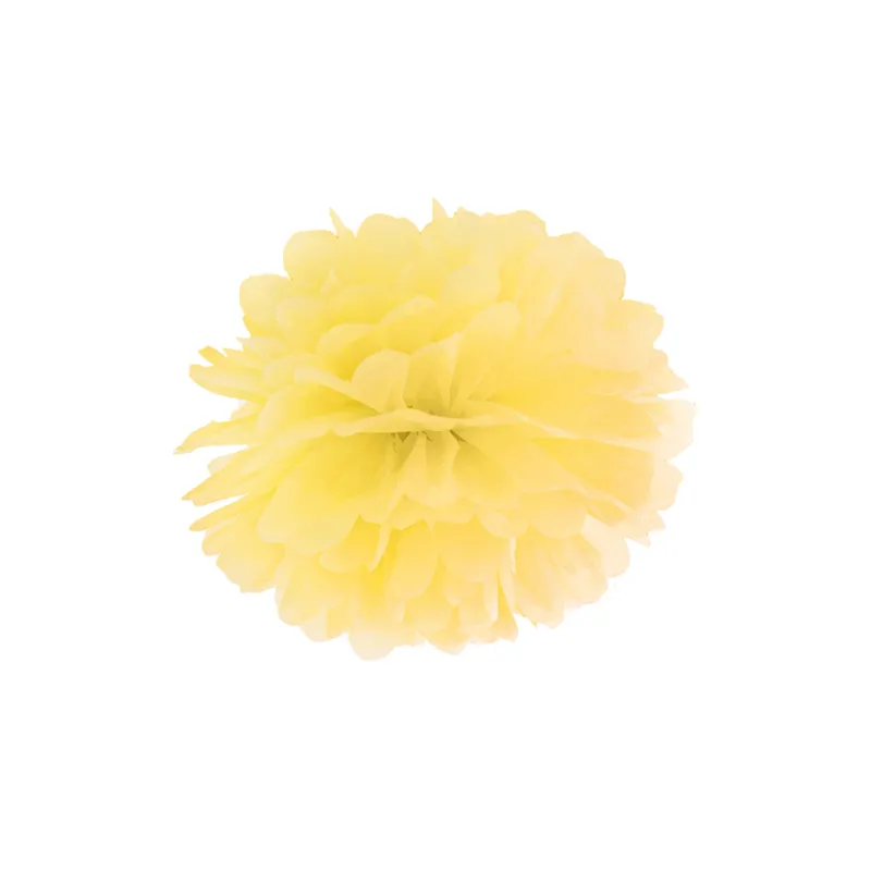 Pompon à suspendre en papier jaune 25 cm