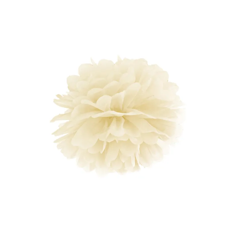 Pompon à suspendre en papier crème 25 cm