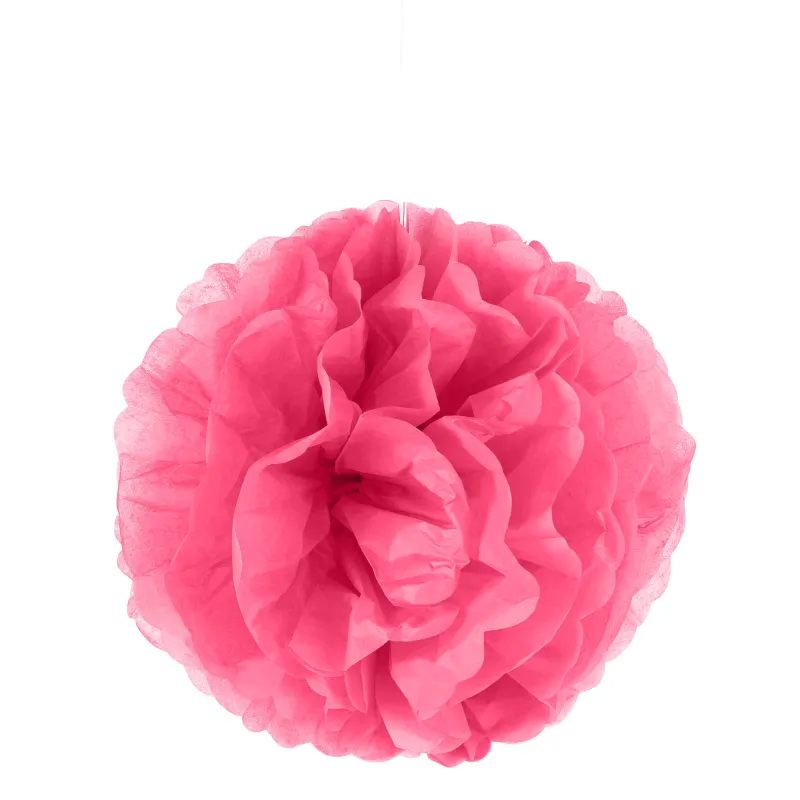 Pompon à suspendre en papier fuchsia 35 cm