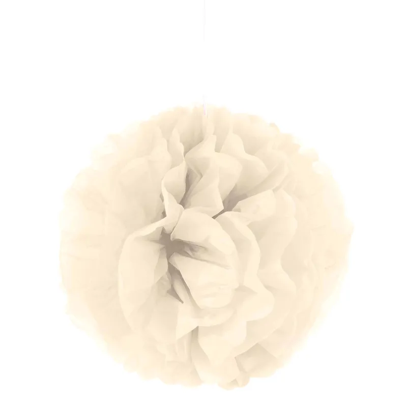 Pompon à suspendre en papier crème 35 cm