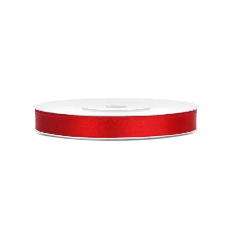 Ruban satin rouge 0.6 cm x 25 m