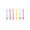 10 Bougies anniversaire colorés avec bobèches 6 cm