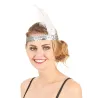 Bandeau Charleston à sequins et plume argenté femme