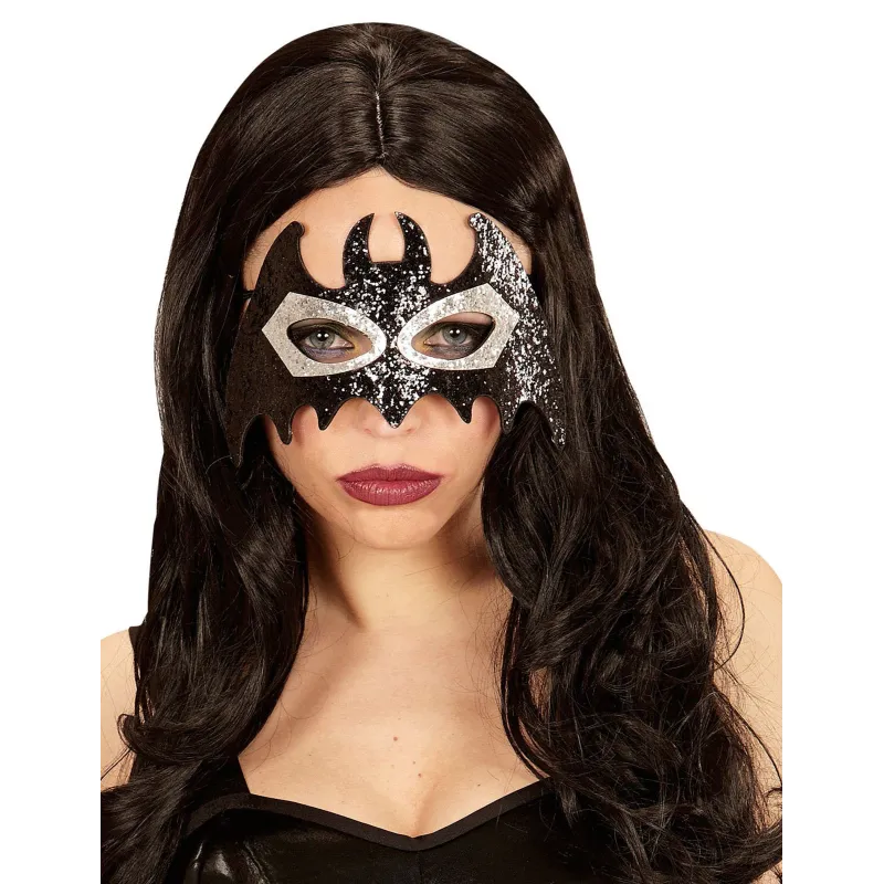 Masque chauve souris brillant noir et gris adulte
