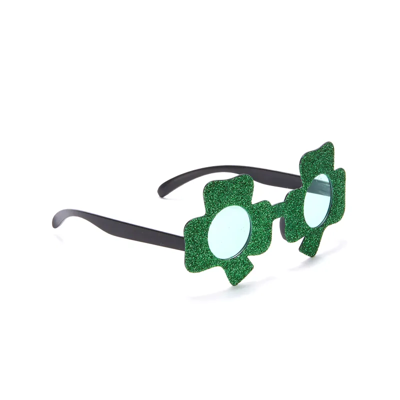 Lunettes pailletées vertes trèfle Saint-Patrick adulte