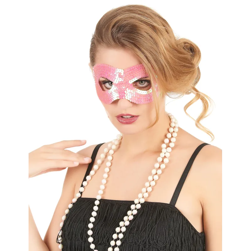 Loup avec sequins rose adulte