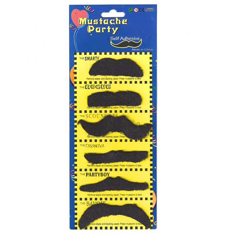 Lot de 6 moustaches adulte