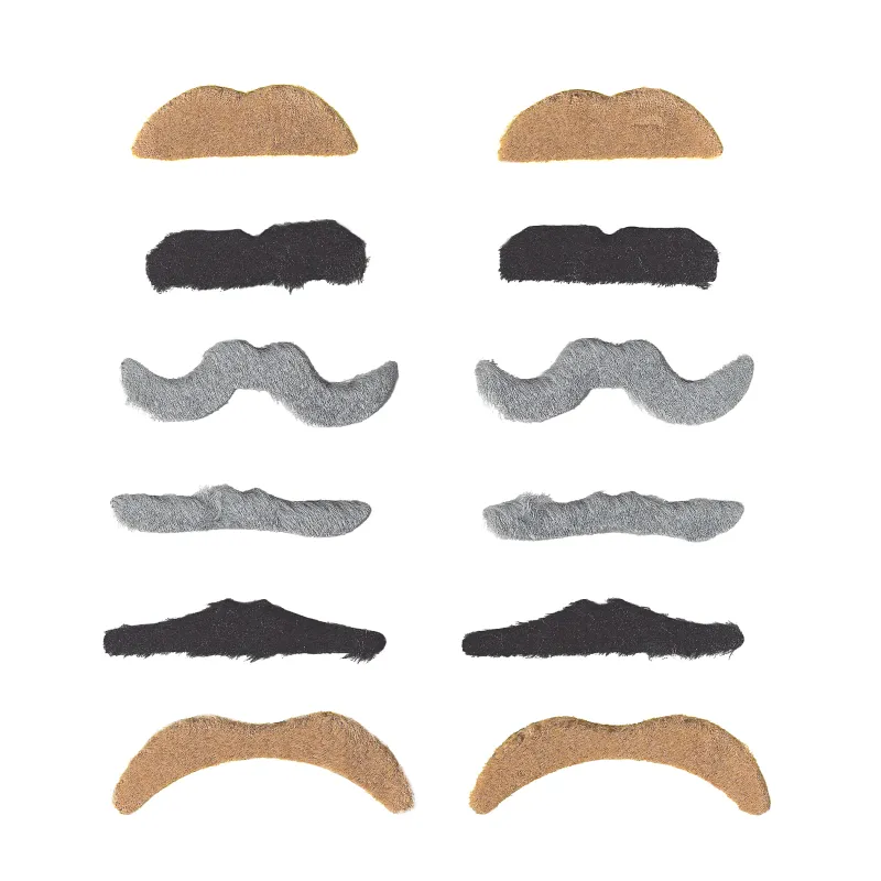Lot de 12 moustaches adulte