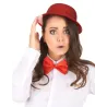 Chapeau melon plastique pailleté rouge adulte