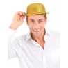 Chapeau melon plastique pailleté doré adulte