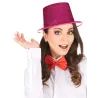 Chapeau haut de forme plastique pailleté fuschia adulte