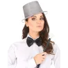 Chapeau haut de forme plastique pailleté argent adulte