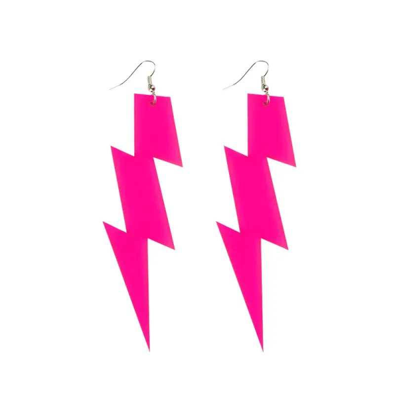 Boucles d'oreilles éclair rose fluo adulte