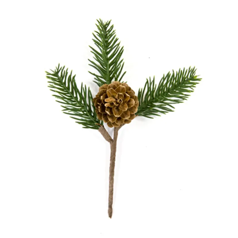 Décoration branche de sapin avec pomme de pin 15 cm