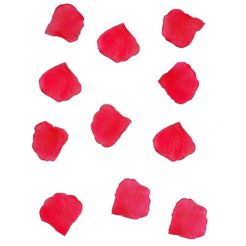 150 pétales de rose en tissu rouge