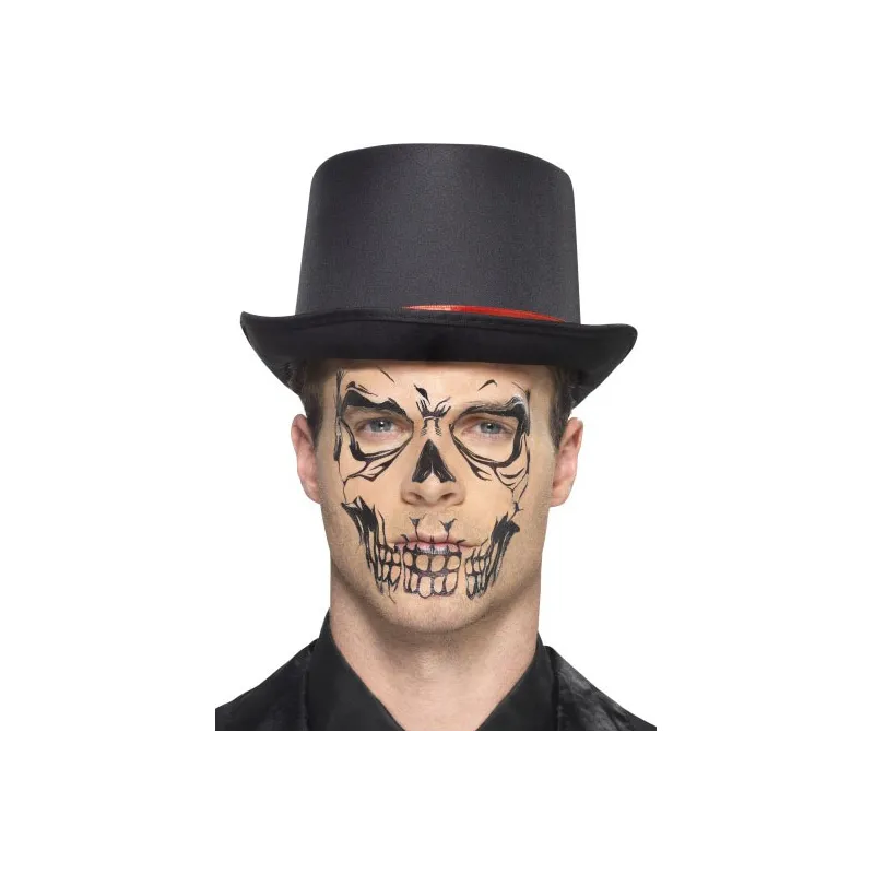 Tatouage transfert squelette noir adulte Halloween