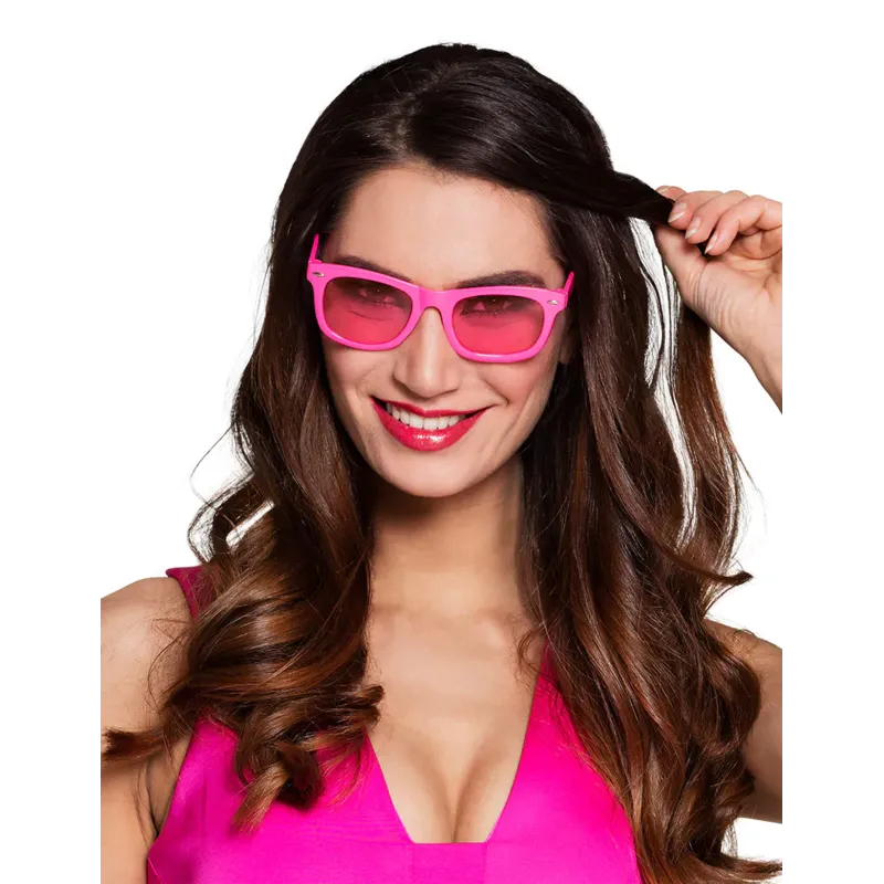 Lunettes rose fluo 80's adulte