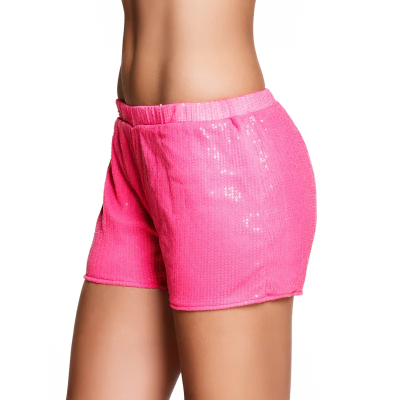 Shorty à sequins rose fluo femme