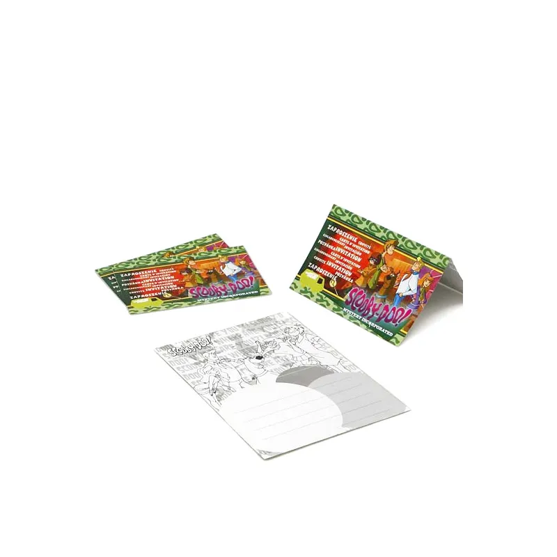 4 Cartons d'invitation Scooby doo